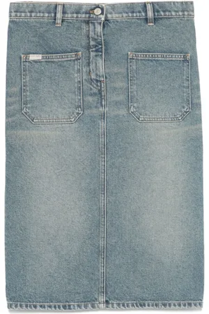 Courrèges Denim Skirts, female, , W26, Denim Pencil Skirt with Front Buttons