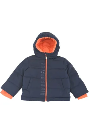 Bikkembergs Winterjackets, unisex, , 3 Y, Quilted Hooded Jacket with Vertical Print