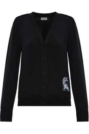 Burberry Cardigans, female, , S, Wool Cardigan with Logo Patch