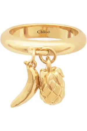 Chloé Rings, female, , L, Golden Charms Ring with Pineapple and Banana