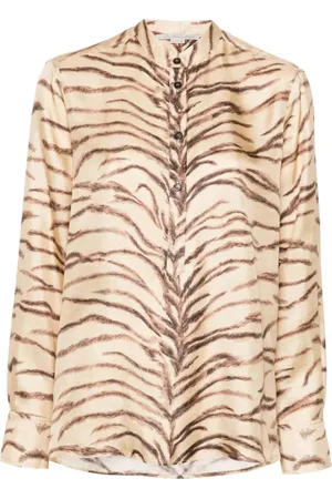 Stella McCartney Shirts, female, , XS, Tiger Print Silk Shirt
