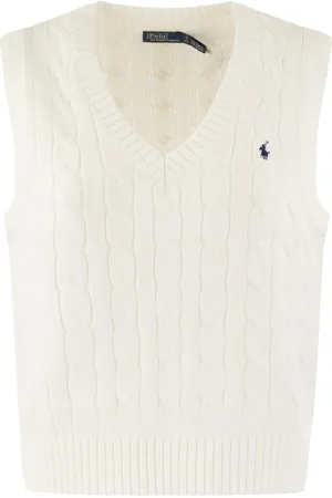 Ralph Lauren Cotton Cable Knit V-Neck Waistcoat