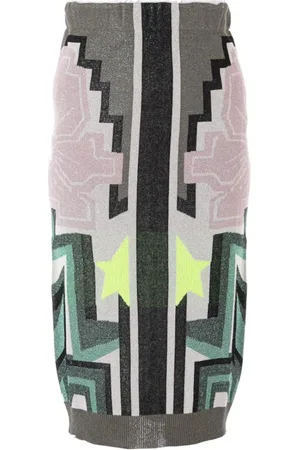 CIRCUS HOTEL Midi Skirts, female, , XS, Shimmering Metallic Knit Skirt