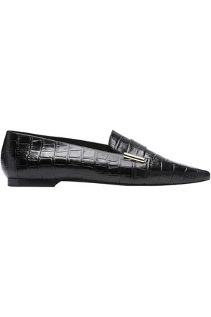 Flattered Loafers, female, , 5 UK, Crocodile-Effect Loafers with Metal Embellishment