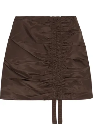 Ganni Short Skirts, female, , L, Ruched Nylon Mini Skirt