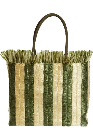 Rodebjer Tote Bags, female, , ONE SIZE, Striped Fringed Straw Bag