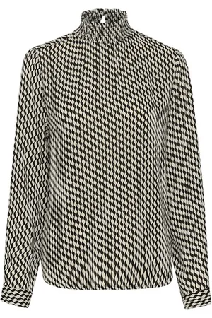 Kaffe Long Sleeve Tops, female, , 2XL, Wavy Print Smock Blouse Top