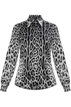 Dolce & Gabbana Shirts, female, , S, Silk shirt with animal motif