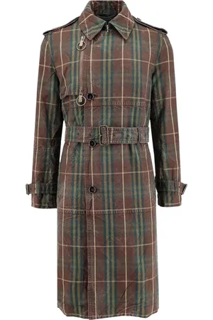 Burberry Trench Coats, male, , M, Check Motif Cotton Trench Coat