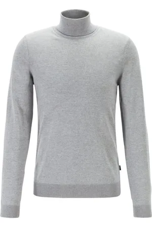 HUGO BOSS Turtlenecks, male, , 2XL, Silver Grey Turtleneck Jumper