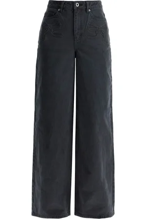 Self-Portrait Straight Jeans, female, , W26, Bow Print Straight Leg Jeans
