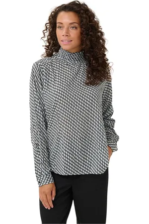 Kaffe Printed Smock Blouse Top Wavy Print