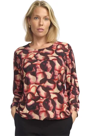 2-Biz Blouses, female, , L, Red Circle Long Sleeve Blouse