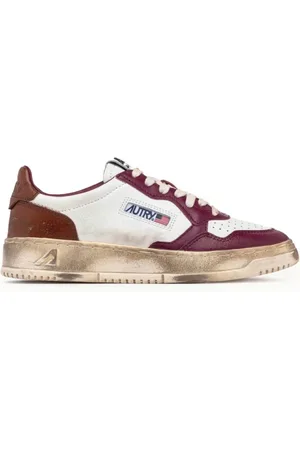 Autry Sneakers, female, , 3 UK, Handcrafted White and Maroon Trainers
