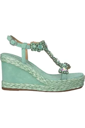 Alma en Pena Suede Wedge Sandal with Rhinestones