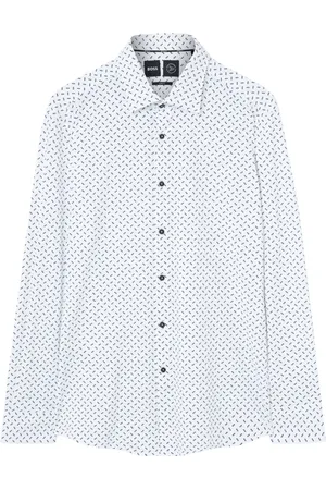 HUGO BOSS Casual Shirts, male, , 2XL, White Shirt with Micro Pattern