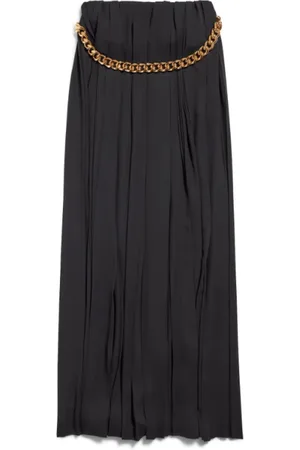 Balenciaga Maxi Skirts, female, , S, Pleated Skirt with Brass Chain