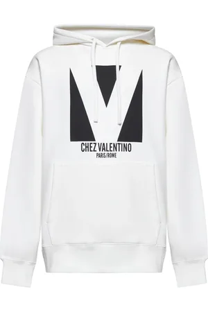 VALENTINO Hoodies, male, , L, White Jumper with Hood and Print