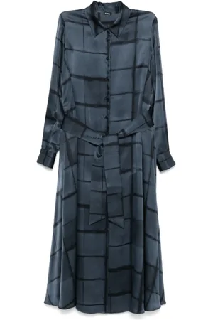 Kiton Shirt Dresses, female, , M, Navy Silk Maxi Dress