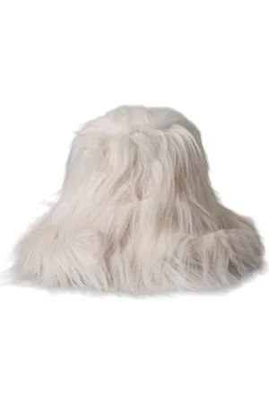Dolce & Gabbana Hats, unisex, , 57 CM, Off Acrylic Fur Bucket Hat