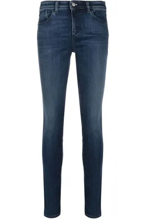 Emporio Armani Skinny Jeans, female, , W28, Skinny Fit Denim Jeans with Leather Logo