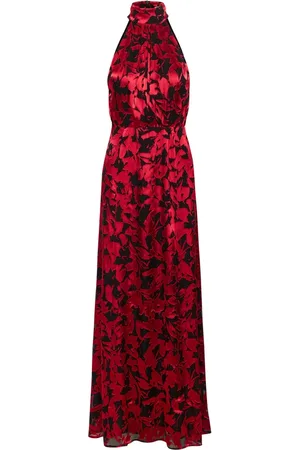 Gestuz Maxi Dresses, female, , M, Leaves Maxi Dress with Metallic Floral Motifs