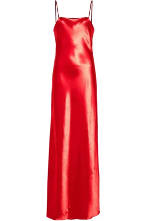 FORTE FORTE Party Dresses, female, , L, Hibiscus Shining Satin Slip Dress