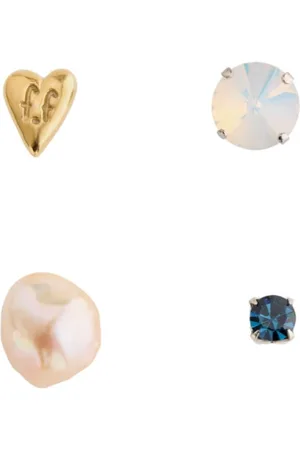 FORTE FORTE Earrings, female, , ONE SIZE, Sculpture Earrings Set Heart Crystal