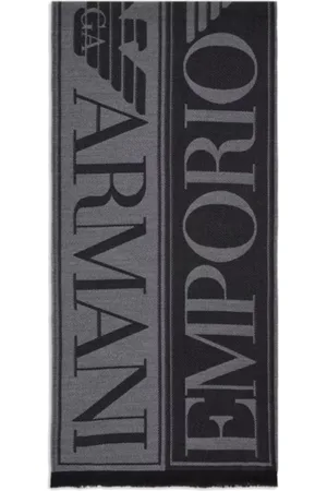 Emporio Armani Winter Scarves, male, , ONE SIZE, Wool Jacquard Scarf with Maxi Lettering