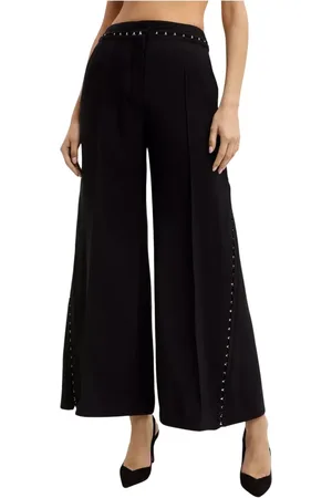 MUGLER Wide Trousers, female, , S, High-waisted Trousers with Decorative Embroidery