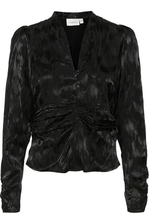 Gestuz Blouses, female, , XS, Blouse with V-Neck and Long Sleeves