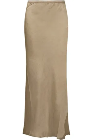 Mes Demoiselles Silk Long Straight Skirt Taupe