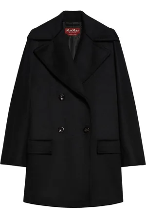 Max Mara Double-Breasted Coats, female, , S, Wool Double-Breasted Coat with Wide Lapel