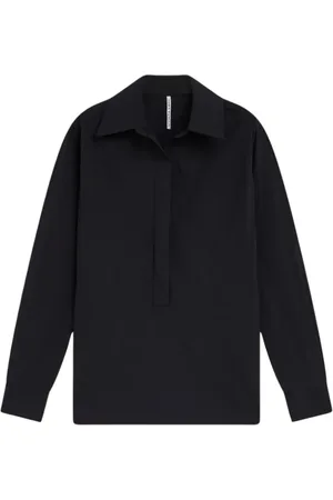 LIVIANA CONTI Blouses, female, , S, Cotton Deep V-Neck Long Sleeve Blouse