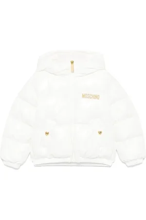 Moschino Sweatshirts, unisex, , 14 Y, Short Hooded Jacket with Gold Embroidered Logo