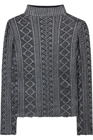 Luisa Cerano Turtlenecks, female, , L, Lace Turtleneck Shirt with Metallic Finish