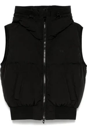 Diesel Vests, female, , L, Quilted Hooded Down Jacket Vest