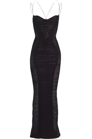 MUGLER Party Dresses, female, , M, Maxi Dress with Sheer Inserts