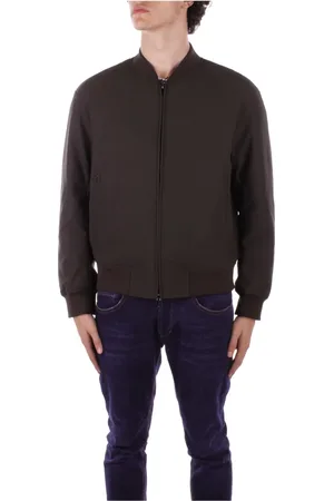 Emporio Armani Bomber Jackets, male, , L, Coats with Logo Zipper Closure