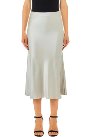 Liu Jo Flared Skirt Grey Glossy Finish Midi