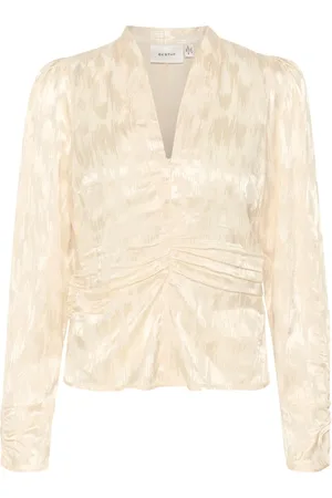 Gestuz Blouses, female, , 2XL, Feminine Blouse with V-Neck and Long Sleeves