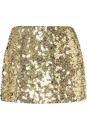 Pinko Short Skirts, female, , XS, Golden Embroidered Grass Skirt