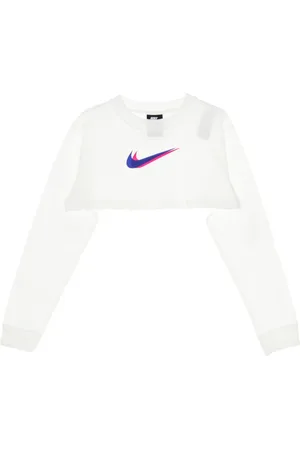 Nike Long Sleeve Tops, female, , L, Short Sleeve Crop Top with Swoosh Print