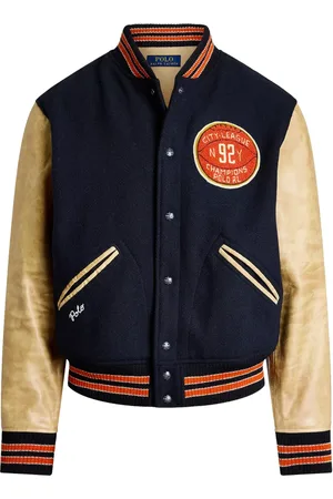 Ralph Lauren Bomber Jackets, male, , S, Vintage Varsity Inspired Leather Wool Jacket