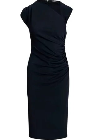 Ralph Lauren Navy Dress with Asymmetrical Neckline