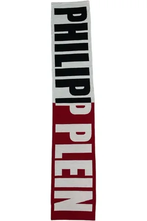 Philipp Plein Keyrings, male, , ONE SIZE, Rectangular Bicolor Logo Wool Blend Scarf