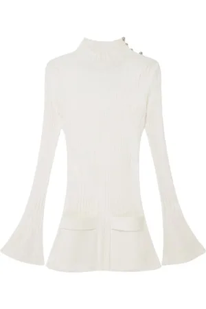 Stella McCartney Long Sleeve Tops, female, , M, Ribbed Mini Dress with Flared Sleeves