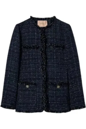Twin-Set Tweed Jackets, female, , M, Braided Fabric Jacket with Fringed Finish
