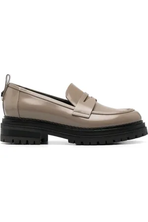 Sergio Rossi Taupe Calf Leather Chunky Sole Sandals