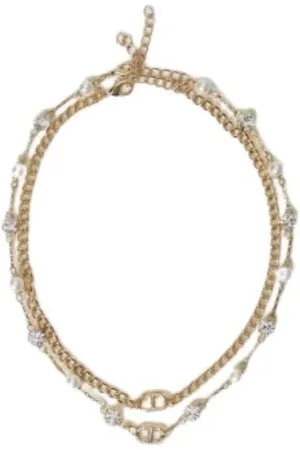 Twin-Set Double Strand Necklace with Faux Pearls